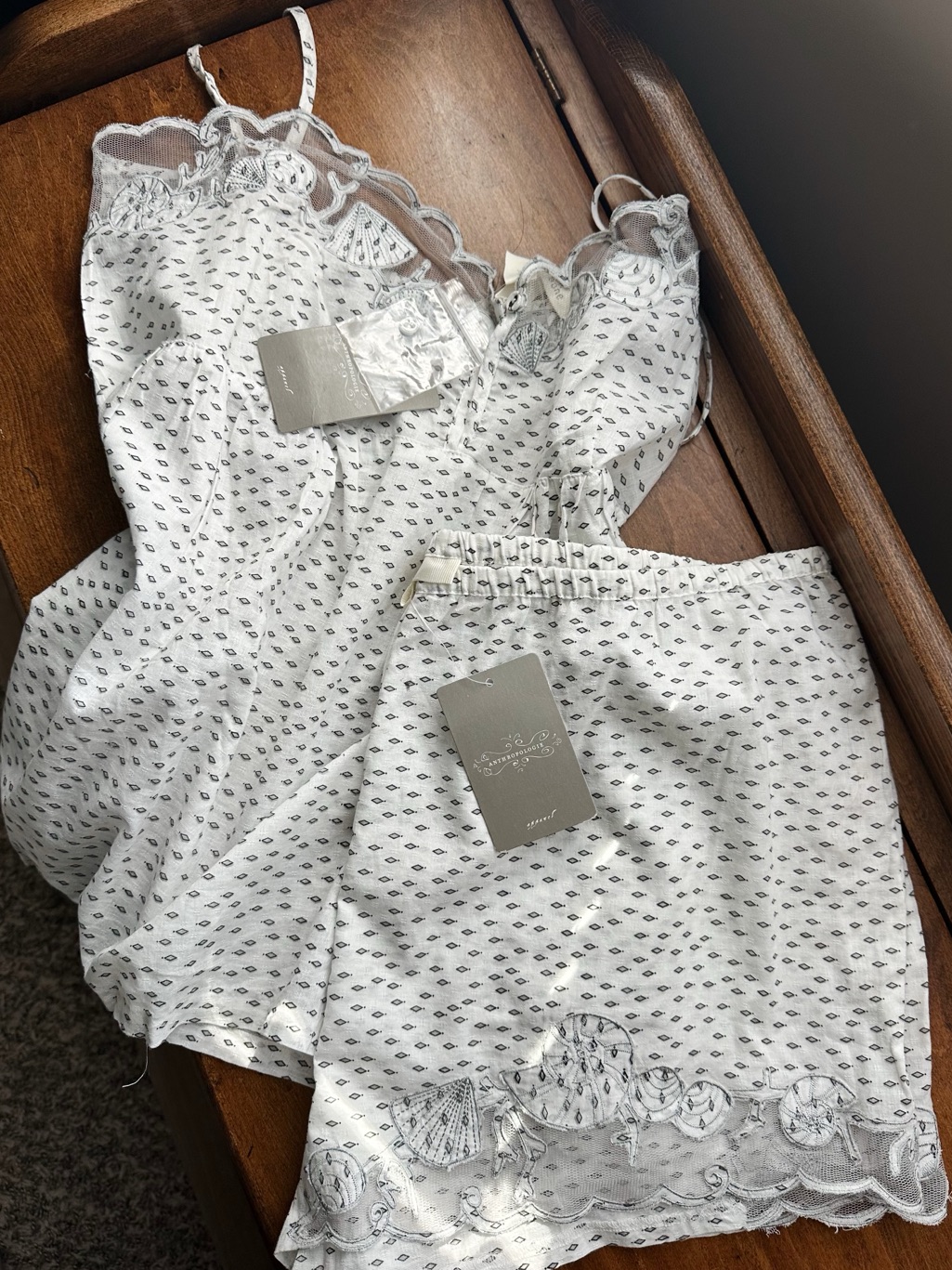 Nwt Anthrofeather Bone Coastal Cotton Tank Short Sleep Set